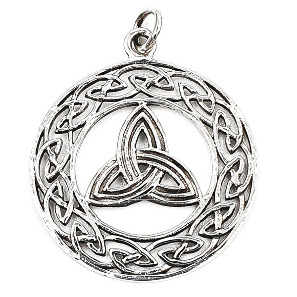 Runder Anhänger keltischer Knoten mit keltischem Muster, 925 Silber