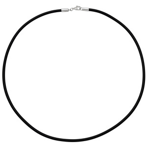 JOBO Halskette Kautschuk schwarz mit 925 Silber 2 mm 45 cm Kautschukkette
