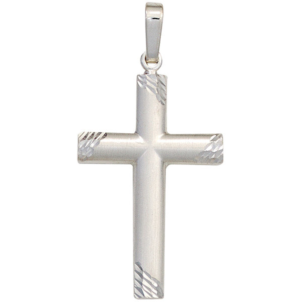 JOBO Anhänger Kreuz 925 Sterling Silber mattiert Kreuzanhänger Silberkreuz