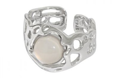 Eleganter Ring - Achat, 925 Silber, verstellbar