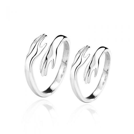 Ring - Umarmung - Damenring - 925 Silber, verstellbar, Partnerring