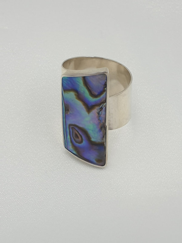 Paua Muschel Ring, verstellbar, 925 Silber, Größe M (56 - 58)